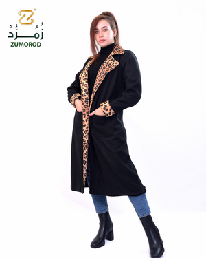 kokh material coat with tiger print