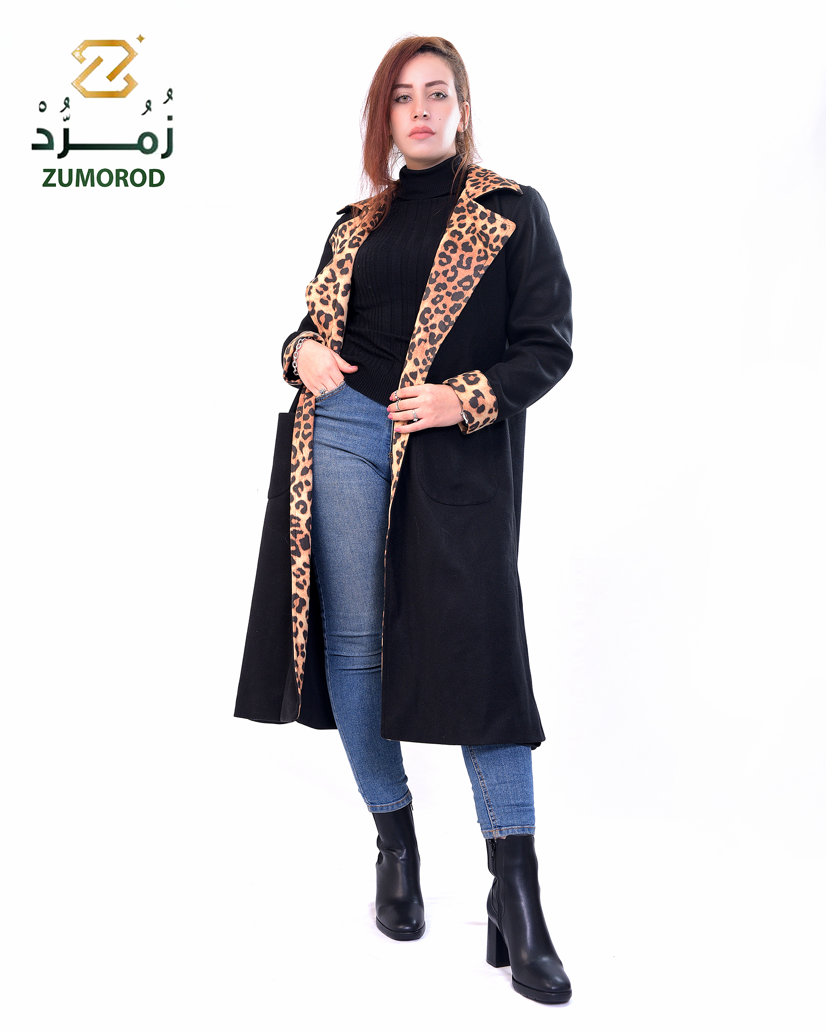 kokh material coat with tiger print