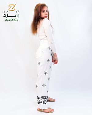 linen pants with embroidery ( hand made)