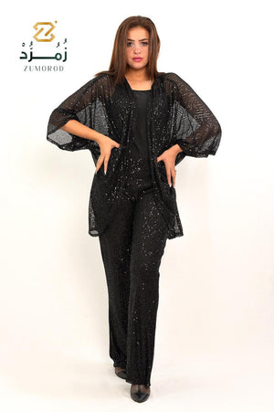 Black Light Sequins soiree Poncho ( over size )