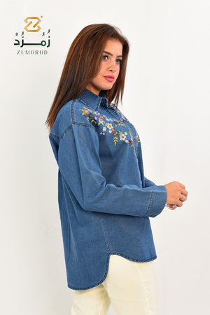 Embroidery Denim Chemise